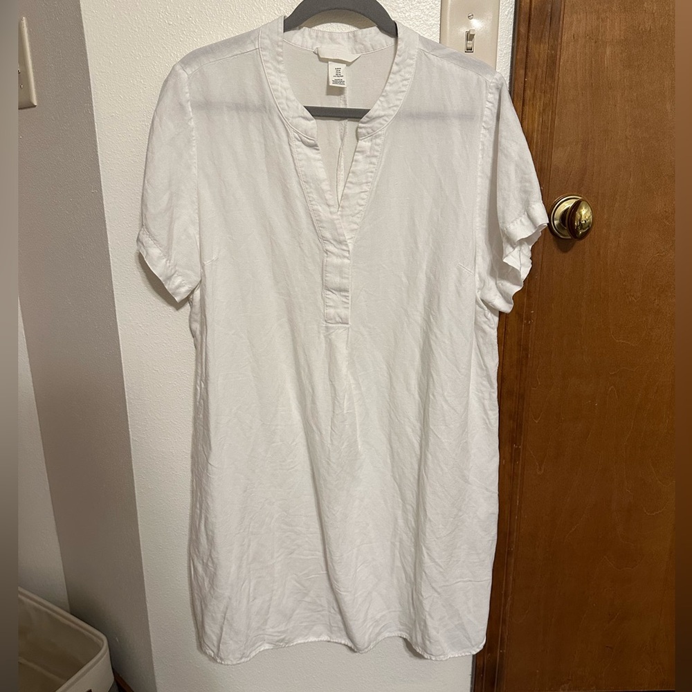 H&M White Linen-blend Tunic size M